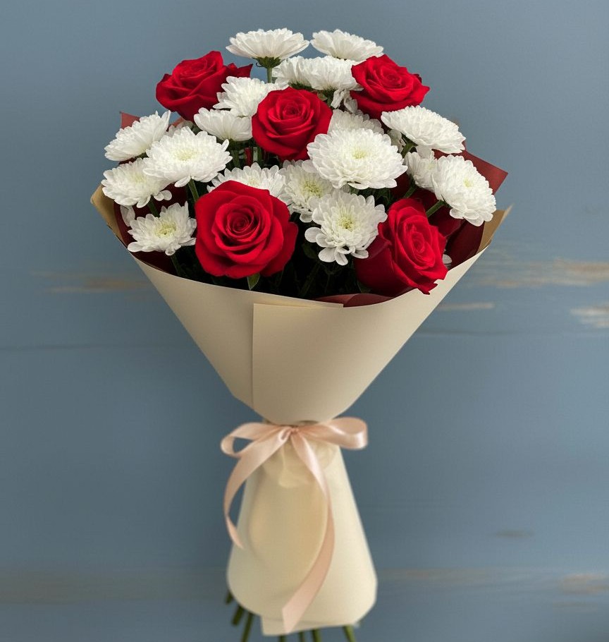 Букет цветов из: Розы и Хризантемы в Ермаковском