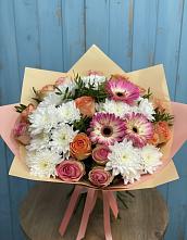 Букет цветов из:  Розы, Герберы и Хризантемы в Ермаковском