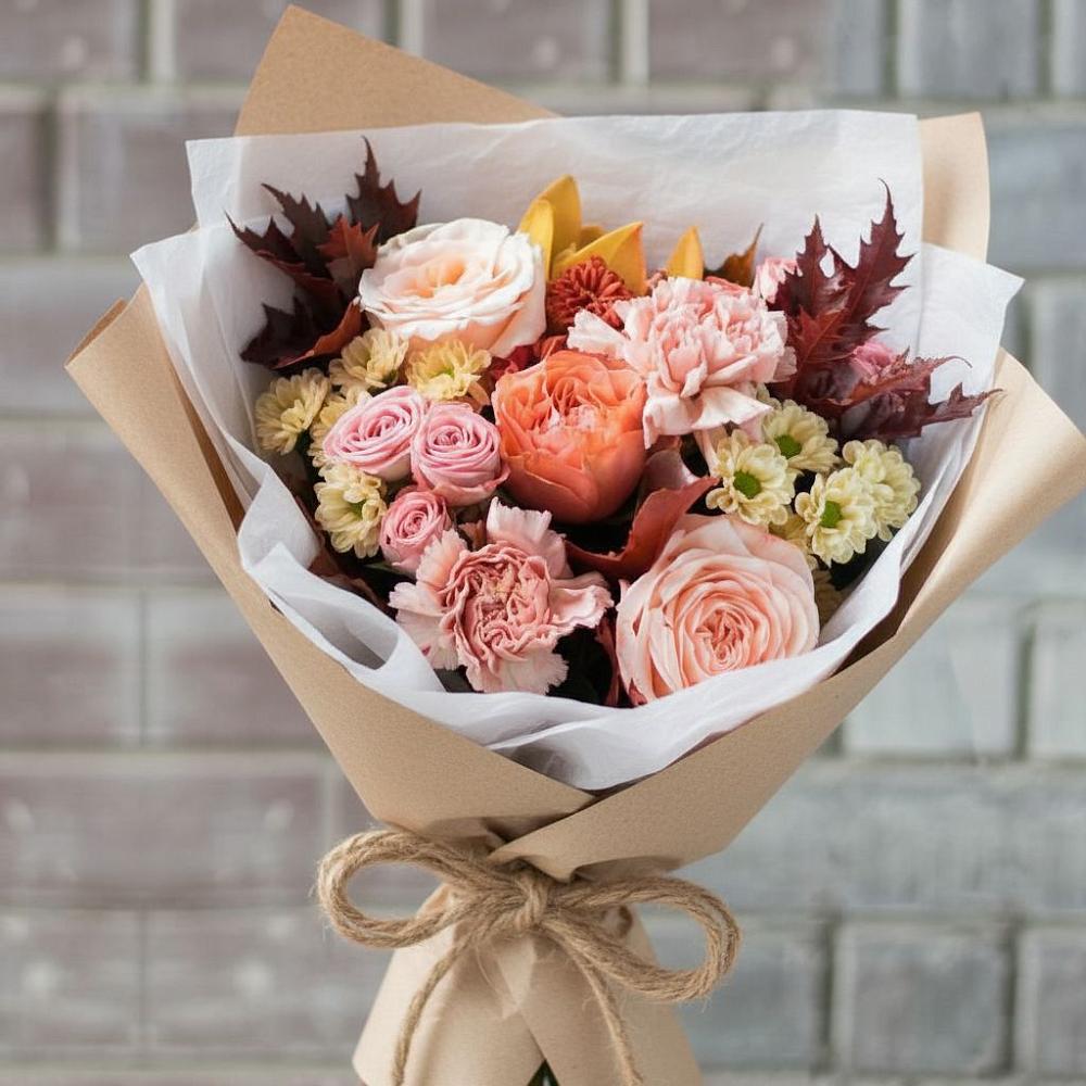 Букет цветов из: Гвоздики, Хризантемы и Розы в Ермаковском