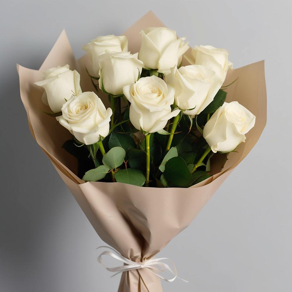 Букет 9 Белых роз Эдлесс Лав в Ермаковском