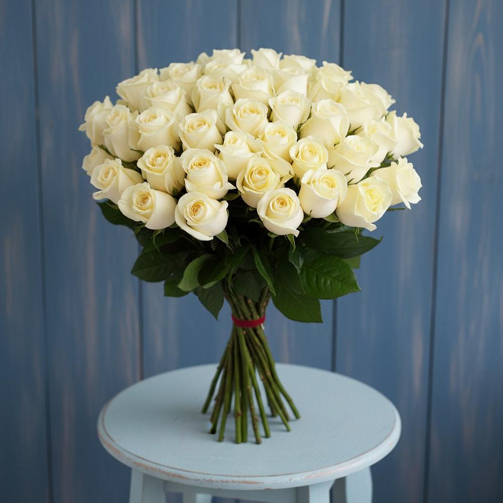 Букет 51 Белая роза Эдлесс Лав в Ермаковском