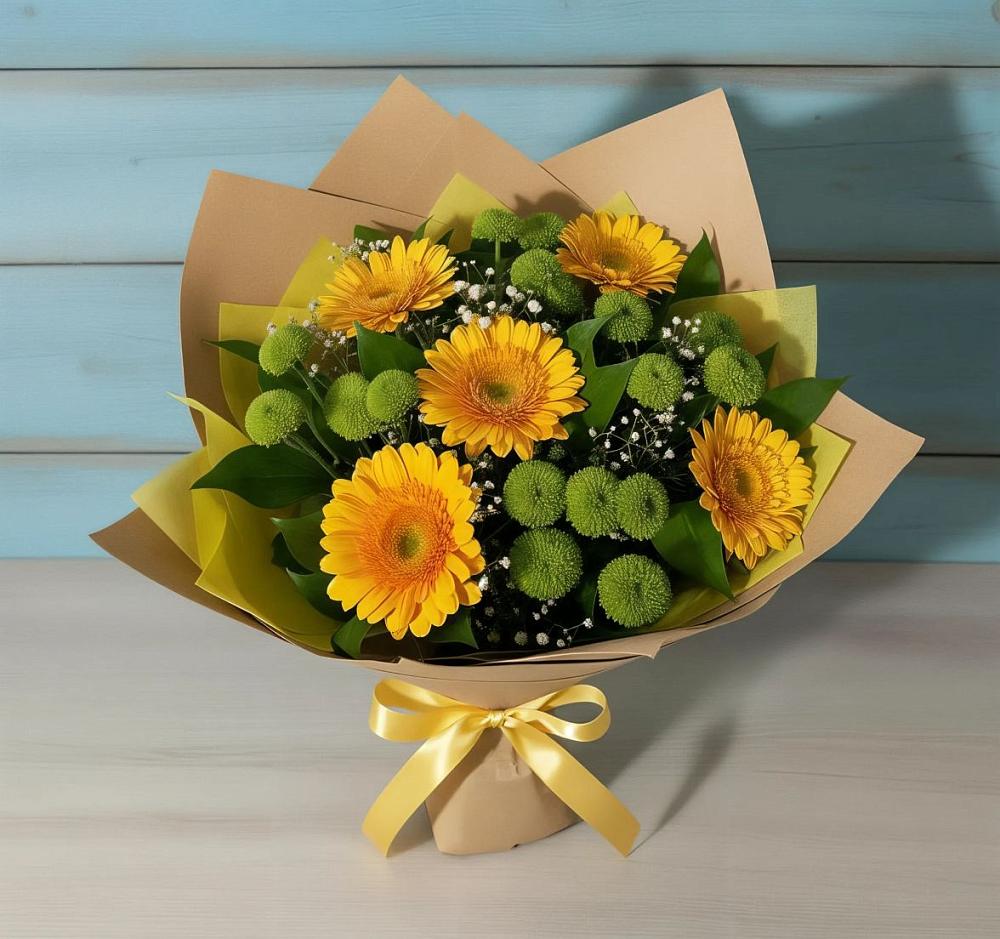 Букет цветов из: Герберы и Хризантемы в Ермаковском