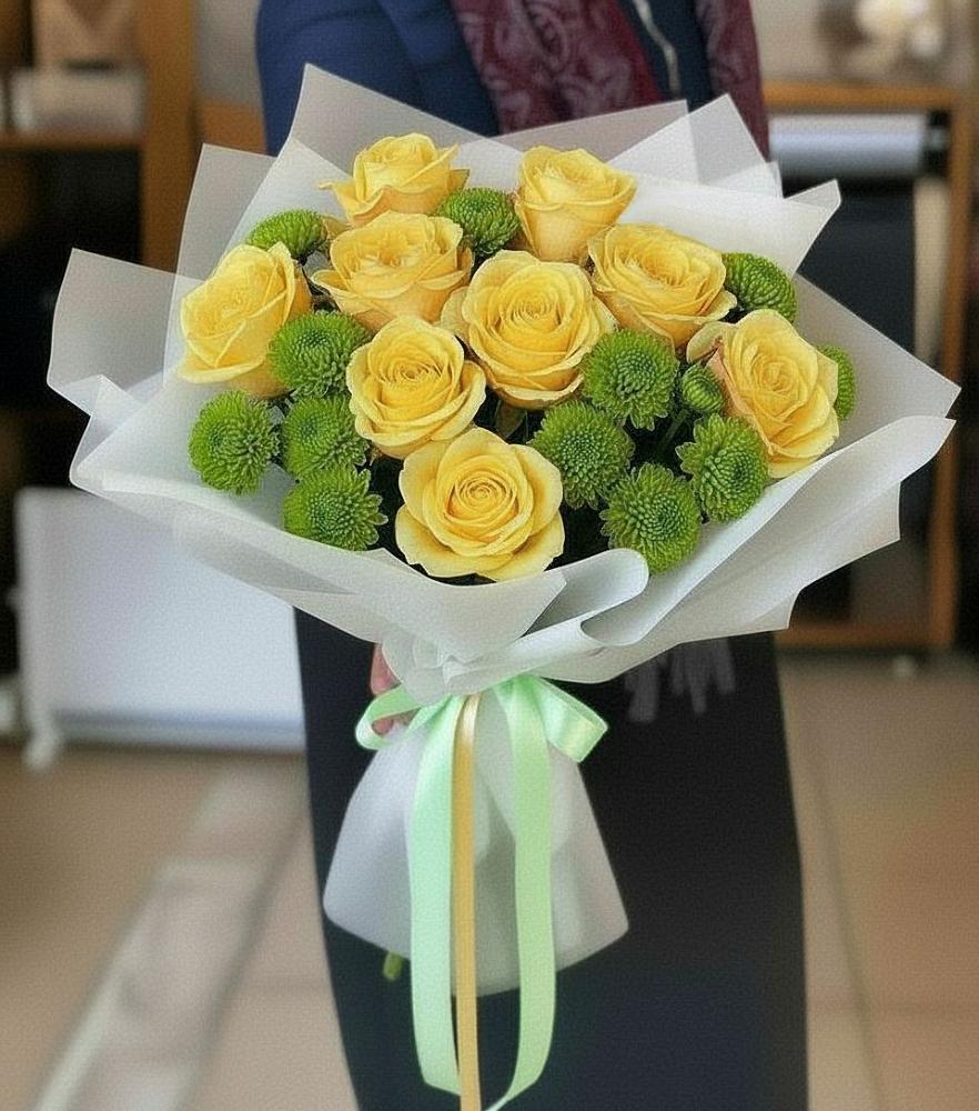 Букет цветов из: Хризантемы и Розы в Ермаковском