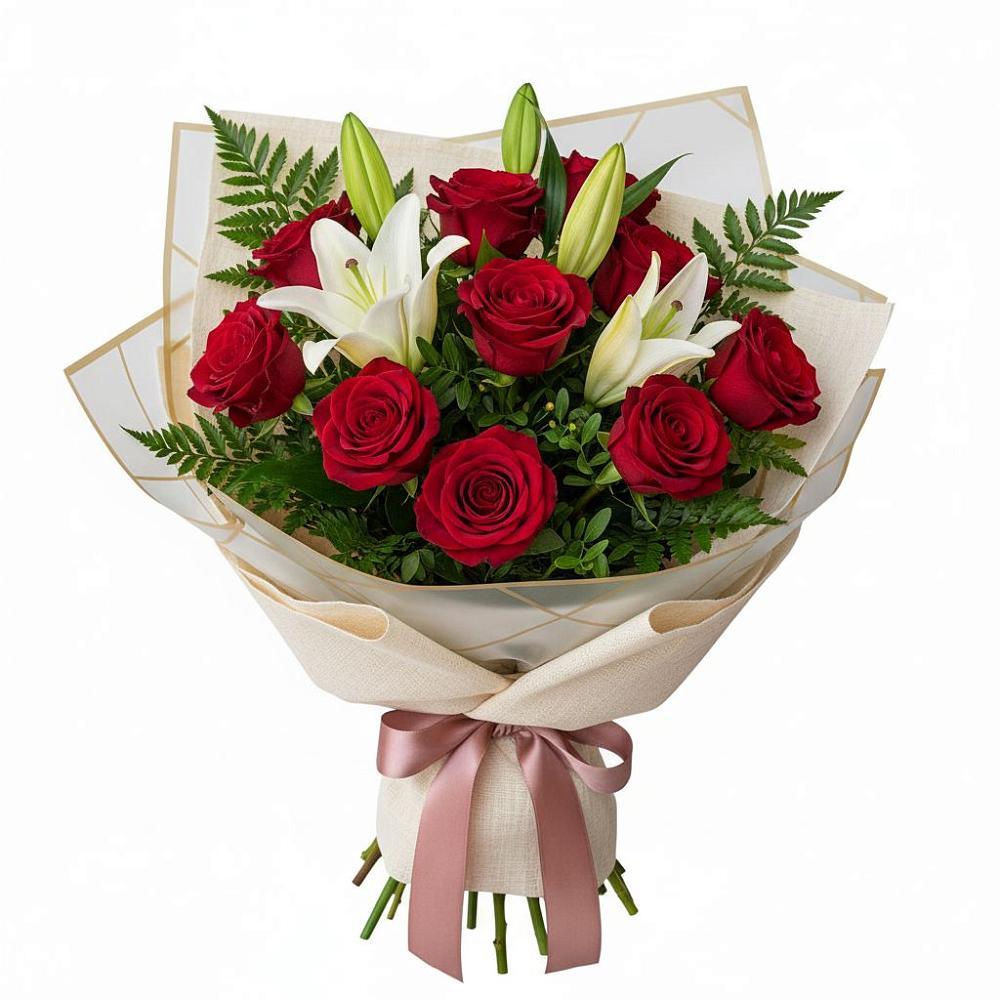 Букет цветов из: Лилии и Розы в Ермаковском