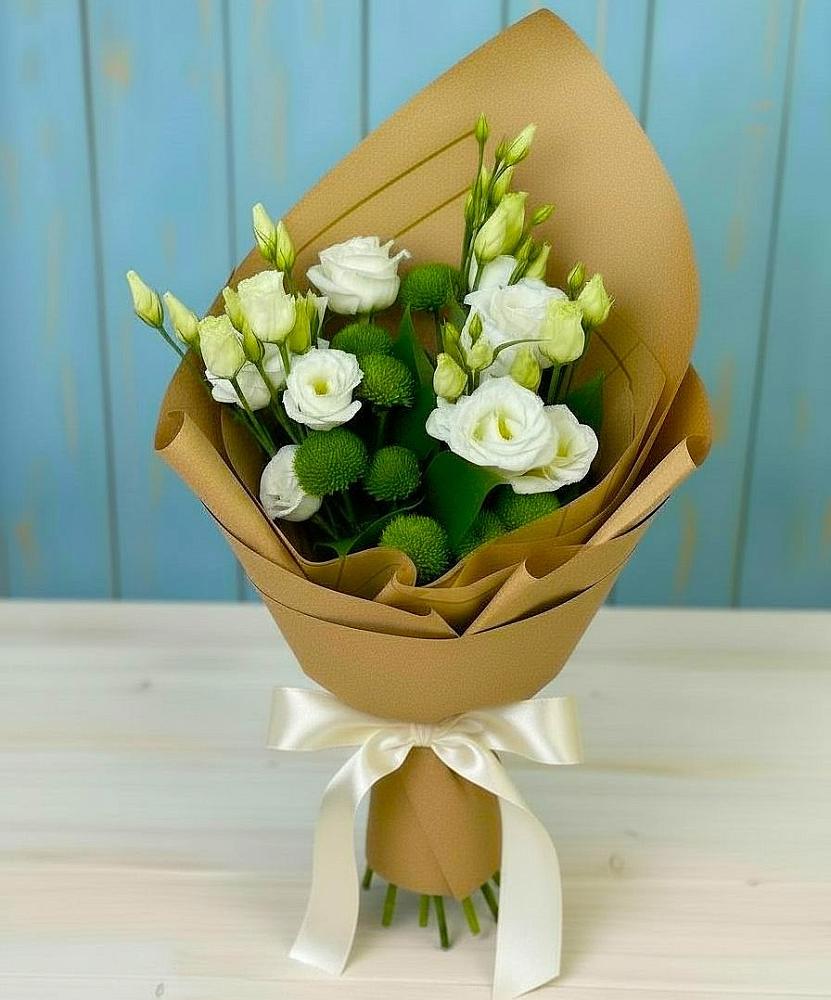 Букет цветов из: Хризантемы и Лизиантусы в Ермаковском