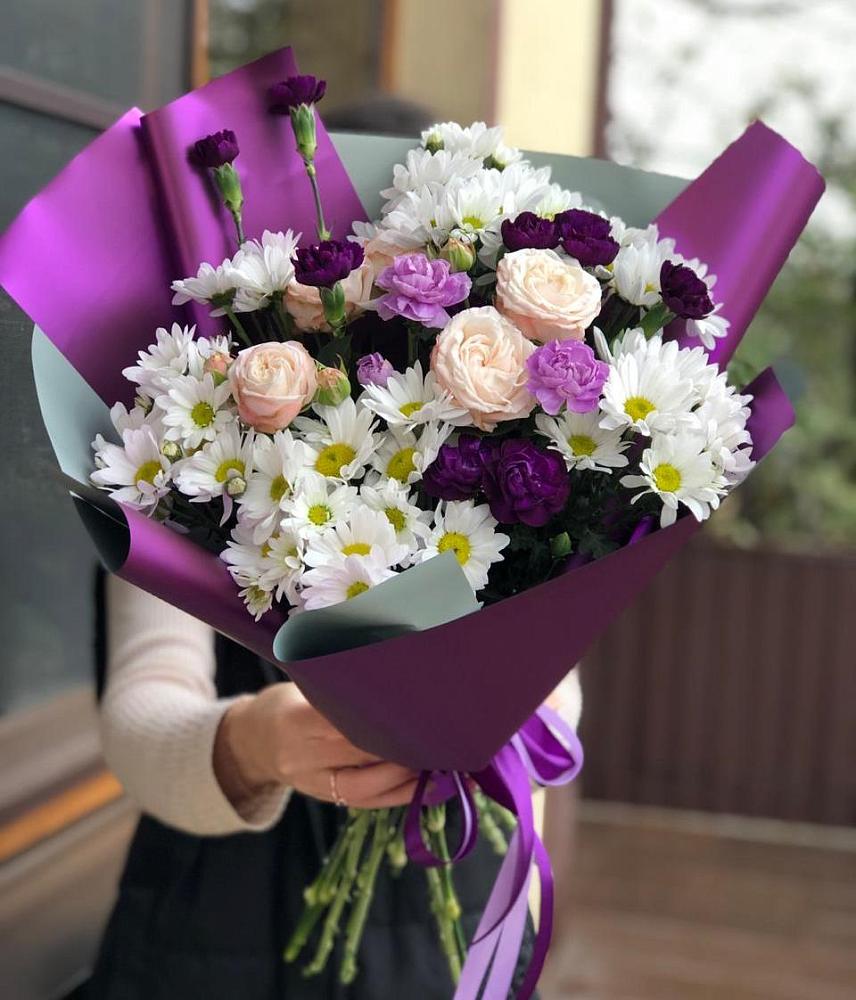 Букет цветов из: Хризантемы, Гвоздики и Розы в Ермаковском