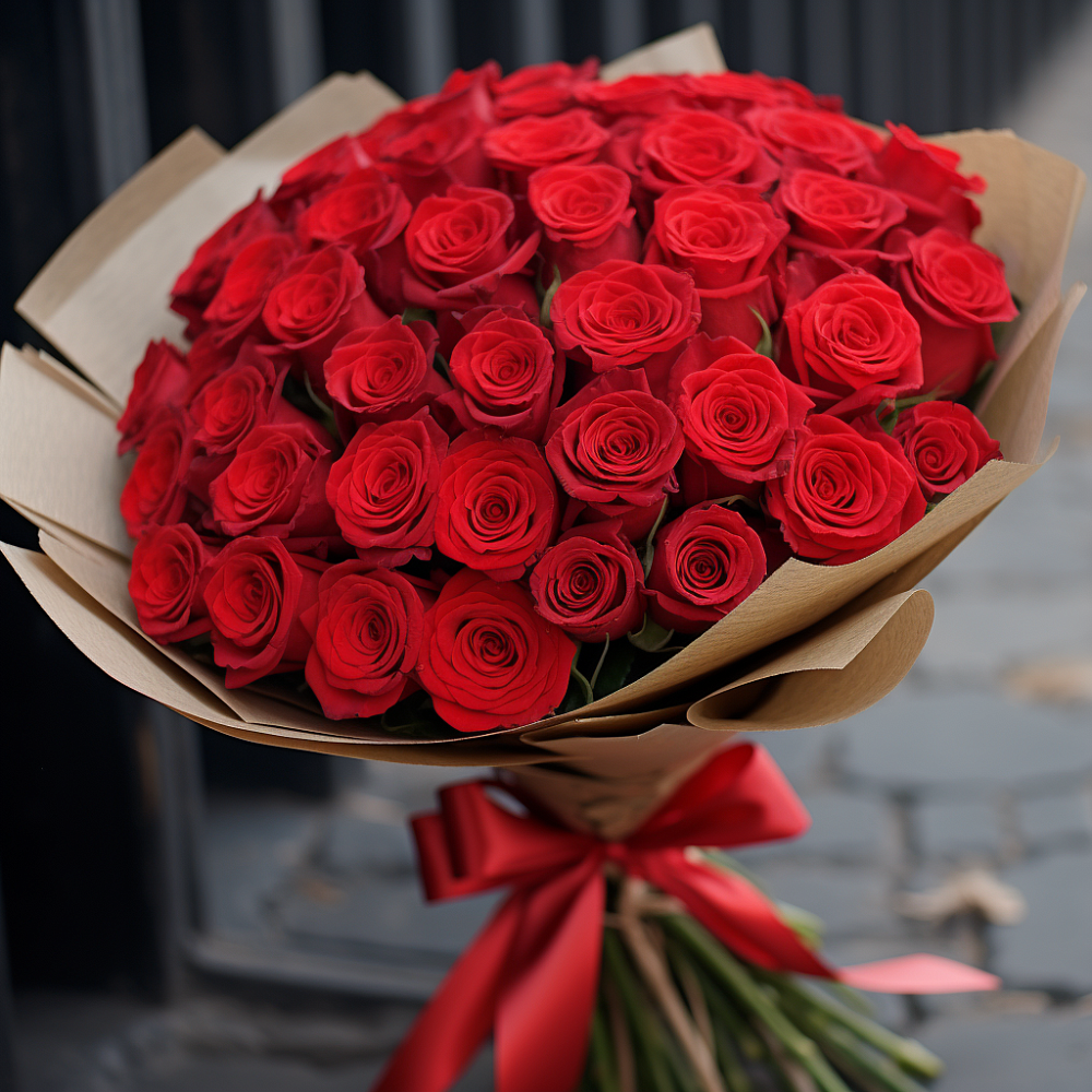 Букет 51 Красная роза Эдлесс Лав в Ермаковском