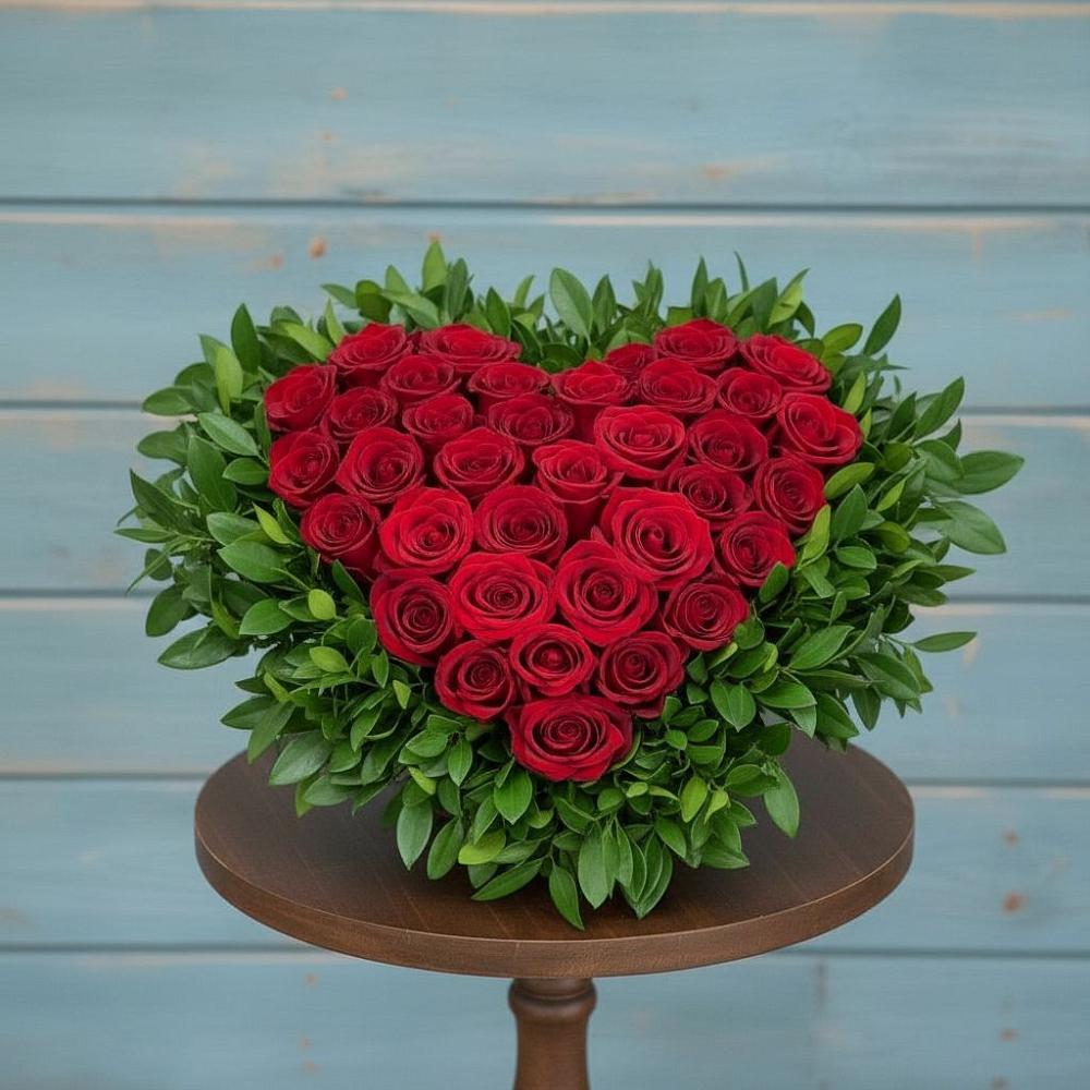 Цветочная композиция из Розы в виде сердца в Ермаковском