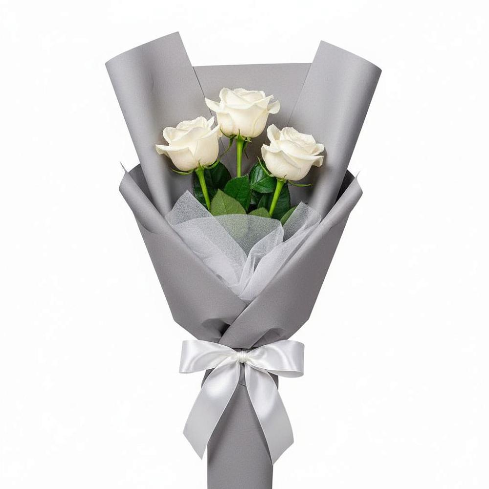 Букет 3 белые розы в Ермаковском