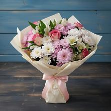 Букет цветов из:  Хризантемы, Альстромерии и Розы в Ермаковском