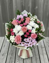 Букет цветов из:  Альстромерии, Гвоздики, Розы и Хризантемы #REPLACE_PRED# Ермаковском