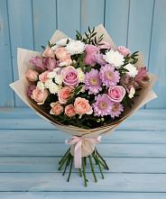 Букет цветов из:  Хризантемы, Розы и Альстромерии в Ермаковском