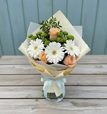 Букет цветов из:  Герберы, Розы и Хризантемы в Ермаковском