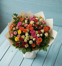 Букет Микс из разноцветных кустовых роз в Ермаковском