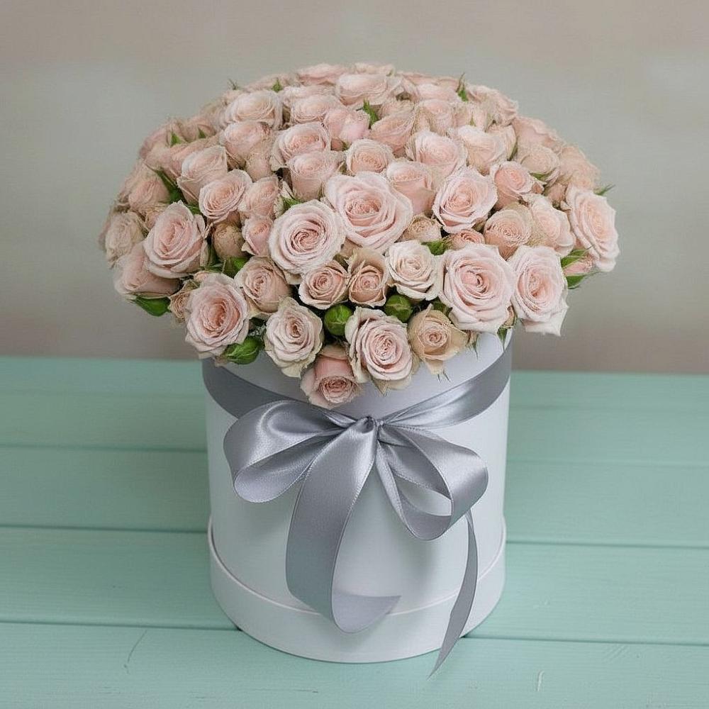 Цветочная композиция из Розы в шляпной коробке в Ермаковском